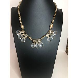 420 J. Crew Goldtone clear stone chunky sparkle Rhinestone station necklace 18"